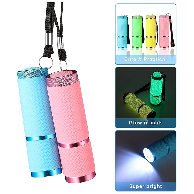 rubber coated glow in dark COB mini flashligh